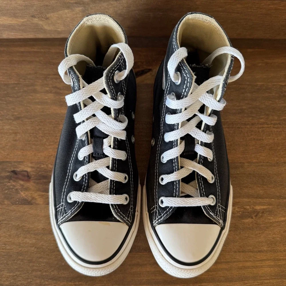 Converse Chuck Taylor All Star High Top Black Canvas Sneakers Youth US Size 2